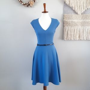 REISS | Nikita Paneled Fit & Flare Dress - Blue